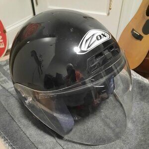 Zox Black Gloss Open Face Kaba Motorcycle Helmut Sz M